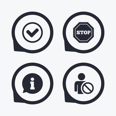 Information icons. Stop prohibition symbol.