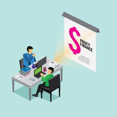 business finance with isometric concept