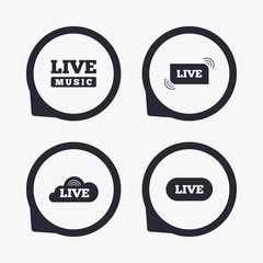 Fototapeta na wymiar Live music icons. Karaoke or On air stream.