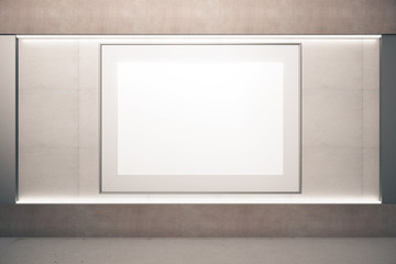 Blank picture frame on beige wall, 3D Render, mock up