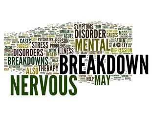 Fototapeta premium Breakdown Nervous word concepts isolated on white background