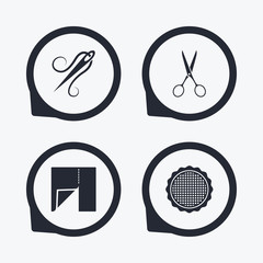 Textile cloth piece icon. Scissors hairdresser.