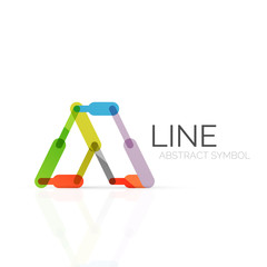 Linear abstract logo, connected multicolored segments of lines geometrical figure