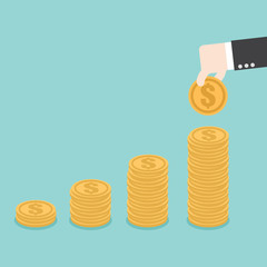 Arrange money coin to growth up. Flat design for business financial marketing banking advertising commercial event web minimal concept cartoon illustration.