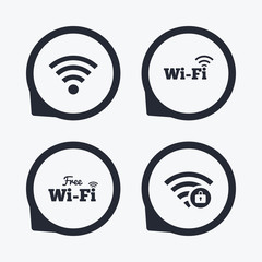 Wifi Wireless Network icons. Wi-fi zone locked.