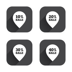 Sale pointer tag icons. Discount symbols.