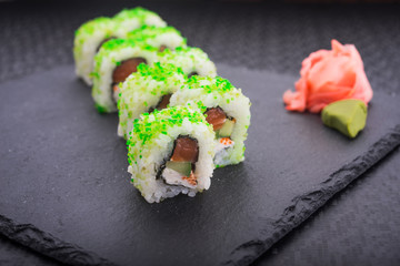 Sushi roll with salmon