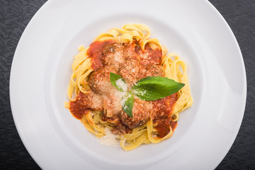 pasta tagliatelle with meat balls