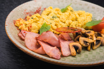 hearty meal with bacon