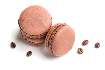 Macaroons flavored coffee on a white background