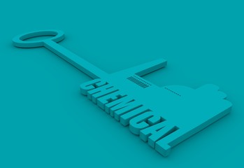 illustration concept, hand holding a key of chemical industry