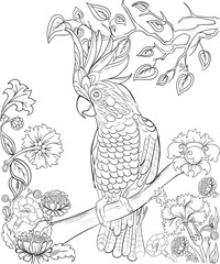 Fototapeta premium Hand drawn ink pattern. Coloring book Coloring for adult