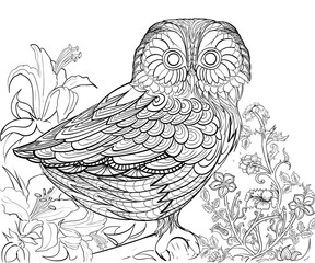 Hand drawn ink pattern. Coloring book Coloring for adult