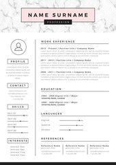 Resume template with marble texture - 105092059