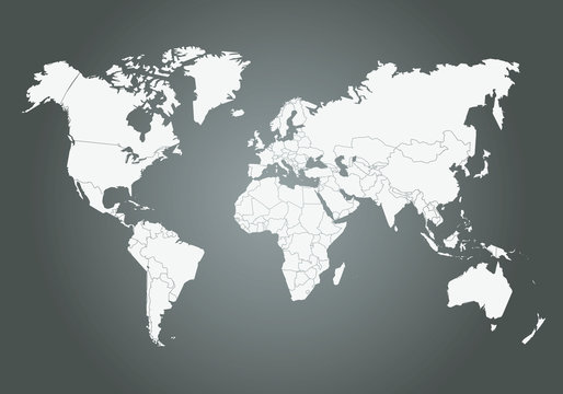Mappemonde Vectorielle, avec d&eacute;coupage des pays