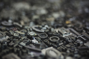 Close up of typeset letters