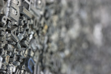 Close up of typeset letters