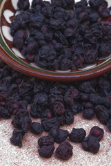 Dried schisandra (Schisandra chinensis)  edible fruit known as 