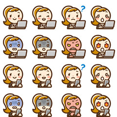 ビジネスウーマン　PC　スマホ　セット