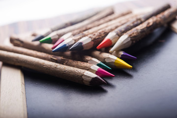 closeup of color pencils
