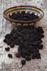 Dried schisandra (Schisandra chinensis)  edible fruit known as 