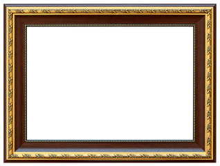 Wood vintage frame isolated on white. Wood frame simple design.