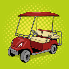 Illustration vectorielle de voiturette de golf style pop art