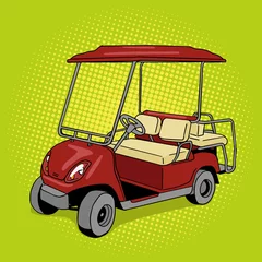 Crédence de cuisine en verre imprimé Pop Art Illustration vectorielle de voiturette de golf style pop art