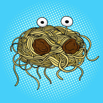 Flying spaghetti monster pop art vector