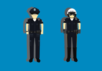 vector illustration of American police officer character
