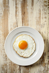 fried egg on white dish