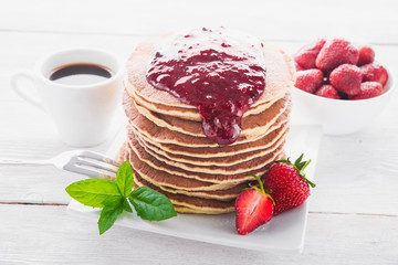 delicious breakfast with pancake