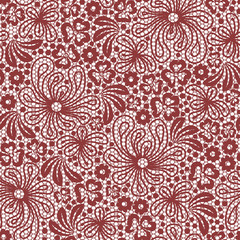 Seamless red lace on white background
