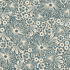 Seamless white lace on blue background