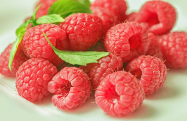 Fresh big ripe raspberry for desert