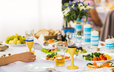 Table setting at a luxury wedding reception