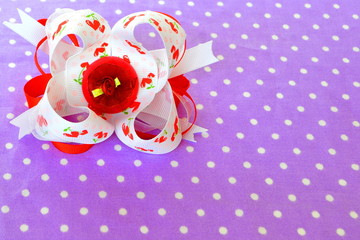 Handmade bow of ribbon, children hair accessory