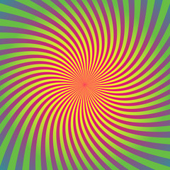 Sunburst, starburst background set, colorful rays, beams, colored warp, twist, whirl. Psychedelic retro design in yellow, pink, green, blue, violet, purple for card, websites, brochures and booklets
