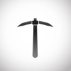 pick axe flat icon with reflection on gray background