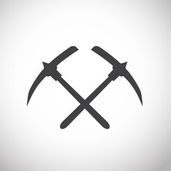 pick axe flat icon with reflection on gray background