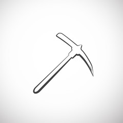 pick axe flat icon with reflection on gray background