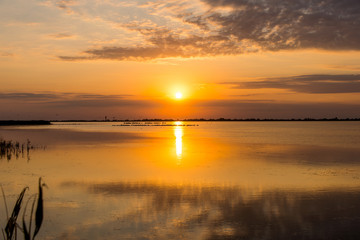 landscape sunrise on the lake