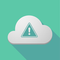 Long shadow cloud icon with a warning signal
