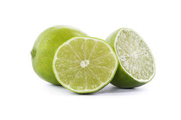 fresh limes isolated on white background