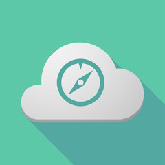 Obraz premium Long shadow cloud icon with a compass