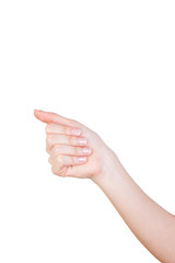 isolated female hand showing symbol