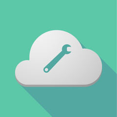 Fototapeta premium Long shadow cloud icon with a spanner