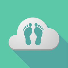 Long shadow cloud icon with two footprints