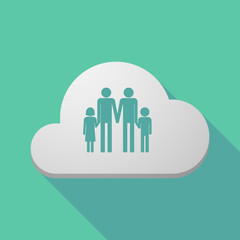 Long shadow cloud icon with a gay parents  family pictogram