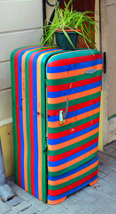 Old colorful painted refrigerator
